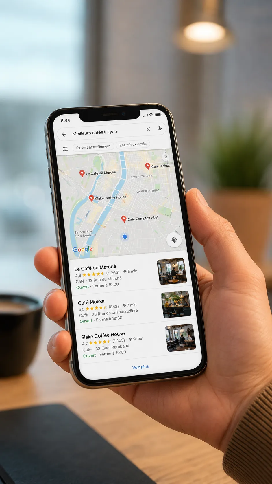 agence-seo-local-optimisation-mobile Recherche d'un établissement sur Google Maps avec optimisation du référencement local par une agence